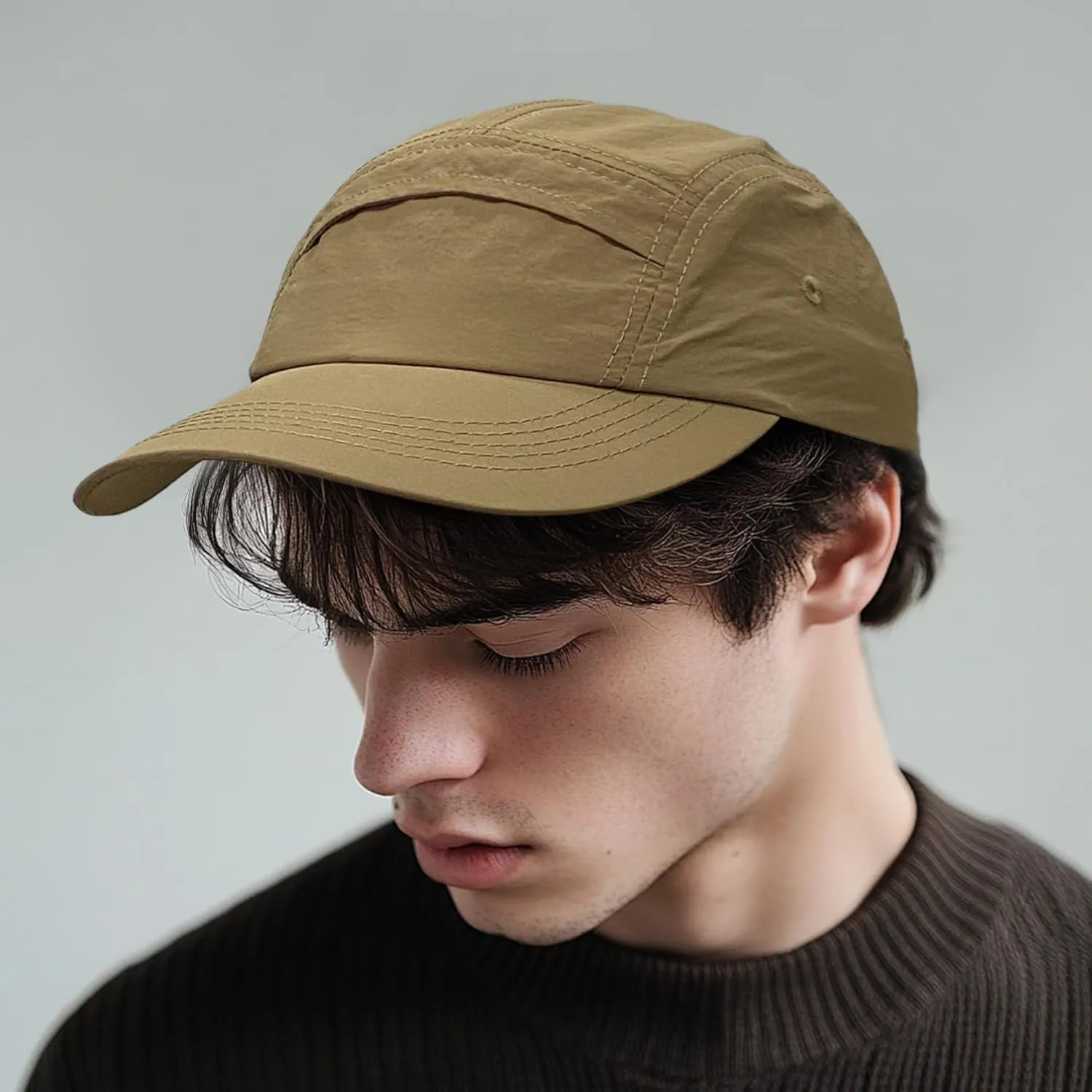 CLAPE 5 Panel Hat for Men, Curved Brim UPF50  Sun Hats Quick Dry Outdoor Sports Running Hat Baseball Cap