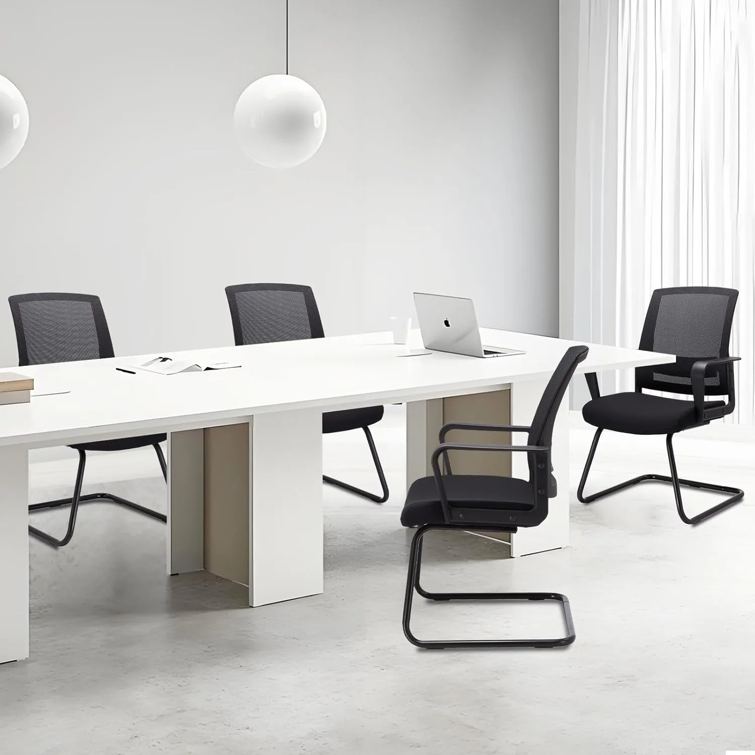 CLATINA Office Guest Chairs for Conference Room with Mid Back Mesh Space Air Grid Series and Lumbar Support Reception Black