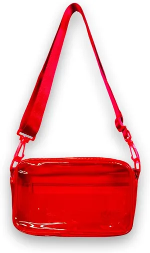 Clear Crossbody Bag - Neon Rave Bag - Clear Festival Bag for Women Men - Jelly Bag - Vegan Leather Carry Bag