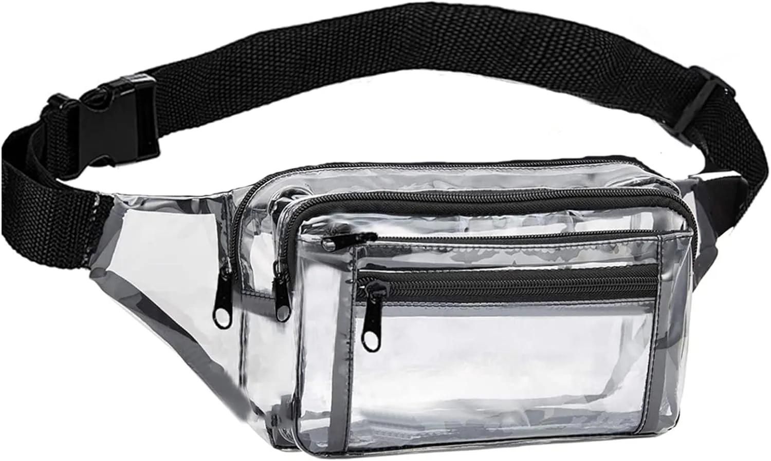 Clear Fanny Pack Stadium Approved Transparent Waist Bag for Women,Fashion Belt Bag Bum Bag for Festival Travel Beach Concerts Sporting Event(Clear Fanny Pack for Black)