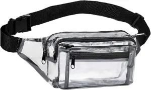 Clear Fanny Pack Stadium Approved Transparent Waist Bag for Women,Fashion Belt Bag Bum Bag for Festival Travel Beach Concerts Sporting Event(Clear Fanny Pack for Black)