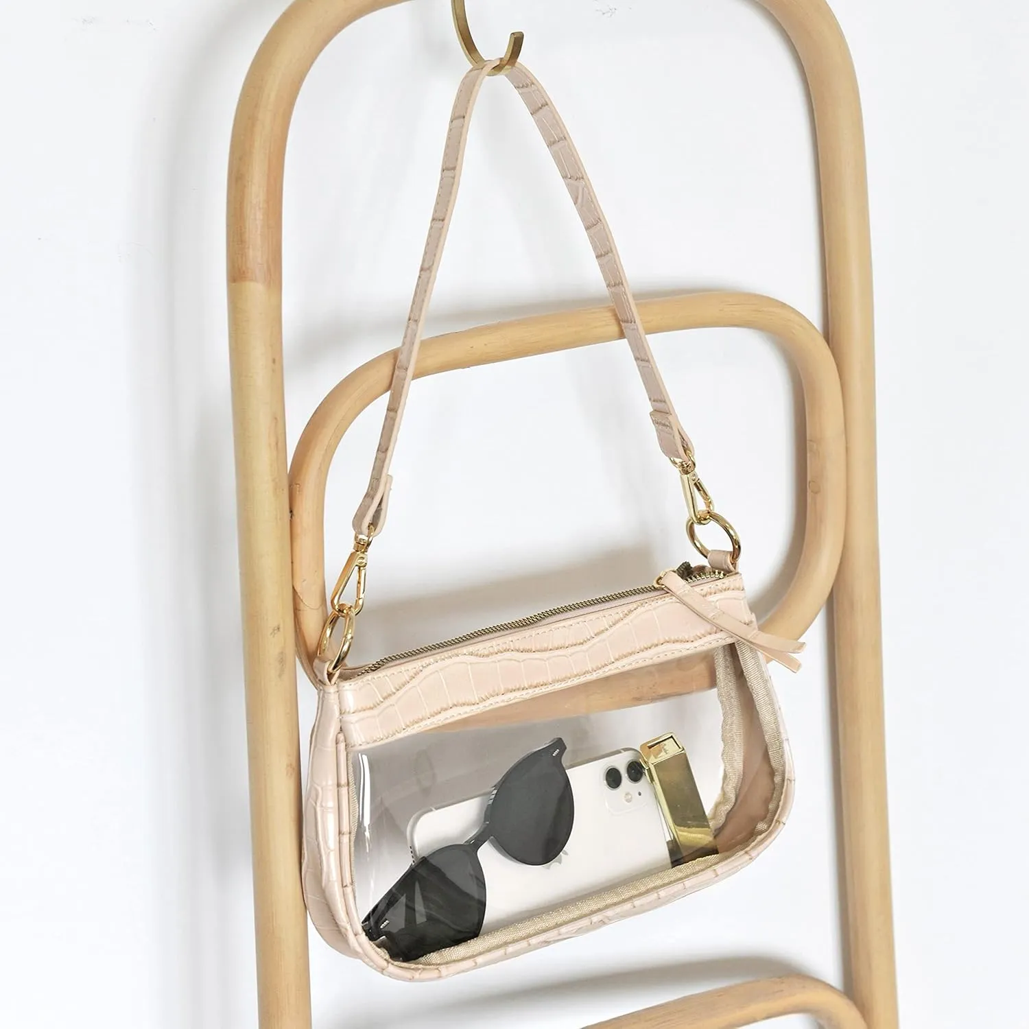 Clear Shoulder Handbag PVC Classic 90s Purse Women Vegan Leather Crocodile Crossbody Bag