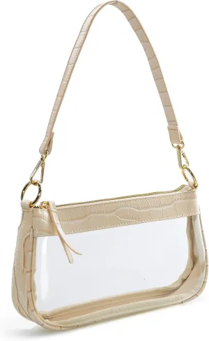 Clear Shoulder Handbag PVC Classic 90s Purse Women Vegan Leather Crocodile Crossbody Bag