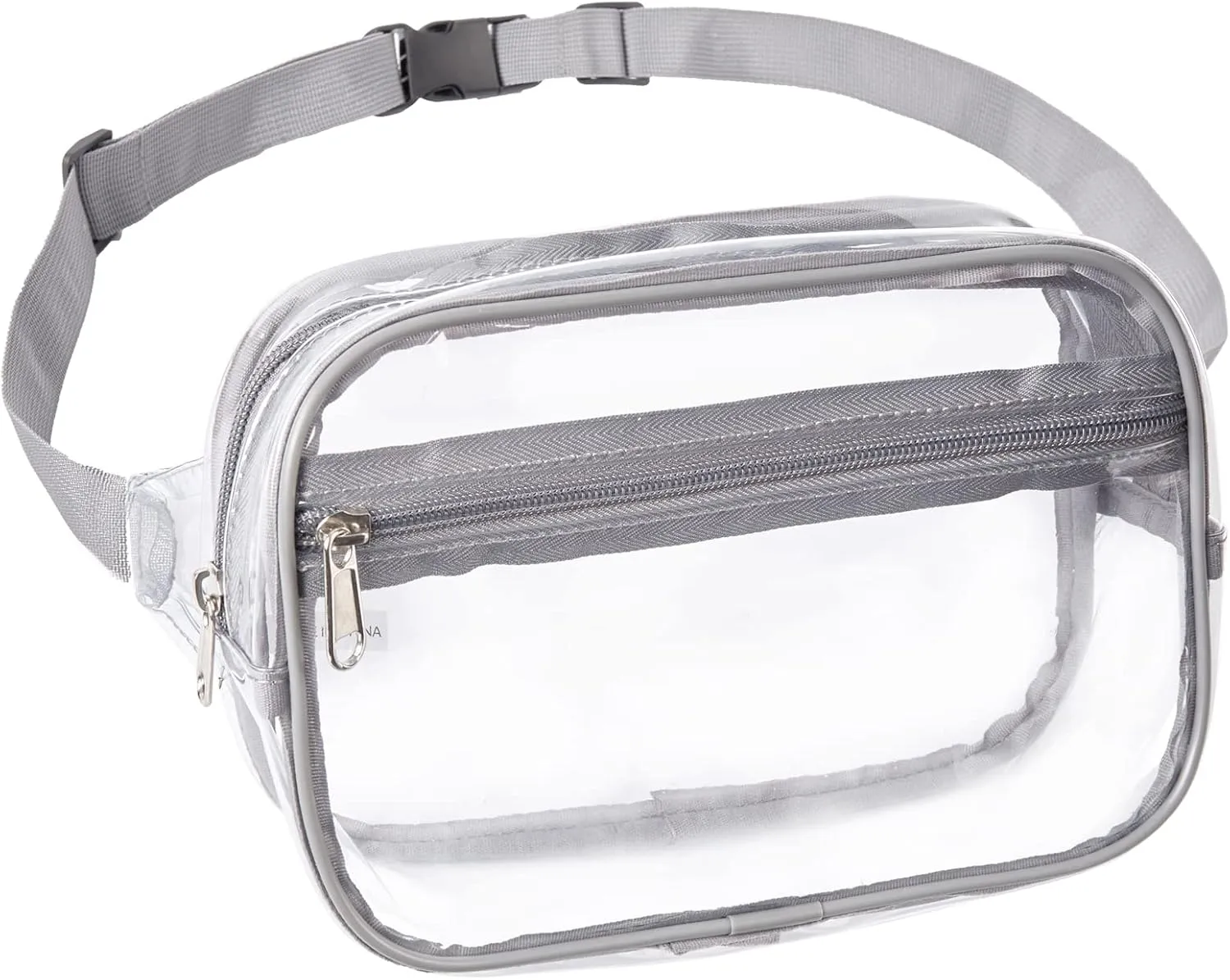 Clearworld Fanny Pack, Clear Fanny Pack for Women Men, Stadium Approved Waist Pack with Adjustable Strap,Fashion Belt Bag for Festival, Games,Travel and Concerts,Gray
