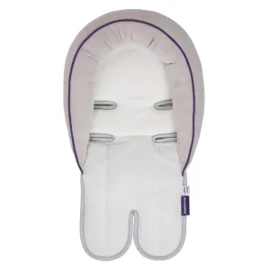 ClevaMama Car Seat Insert Cushion, Baby and Infant Head and Neck Support in ClevaFoam, Liner for Stroller and Bouncer ( 0 Months) - Grey/Purple, 27x50 cm
