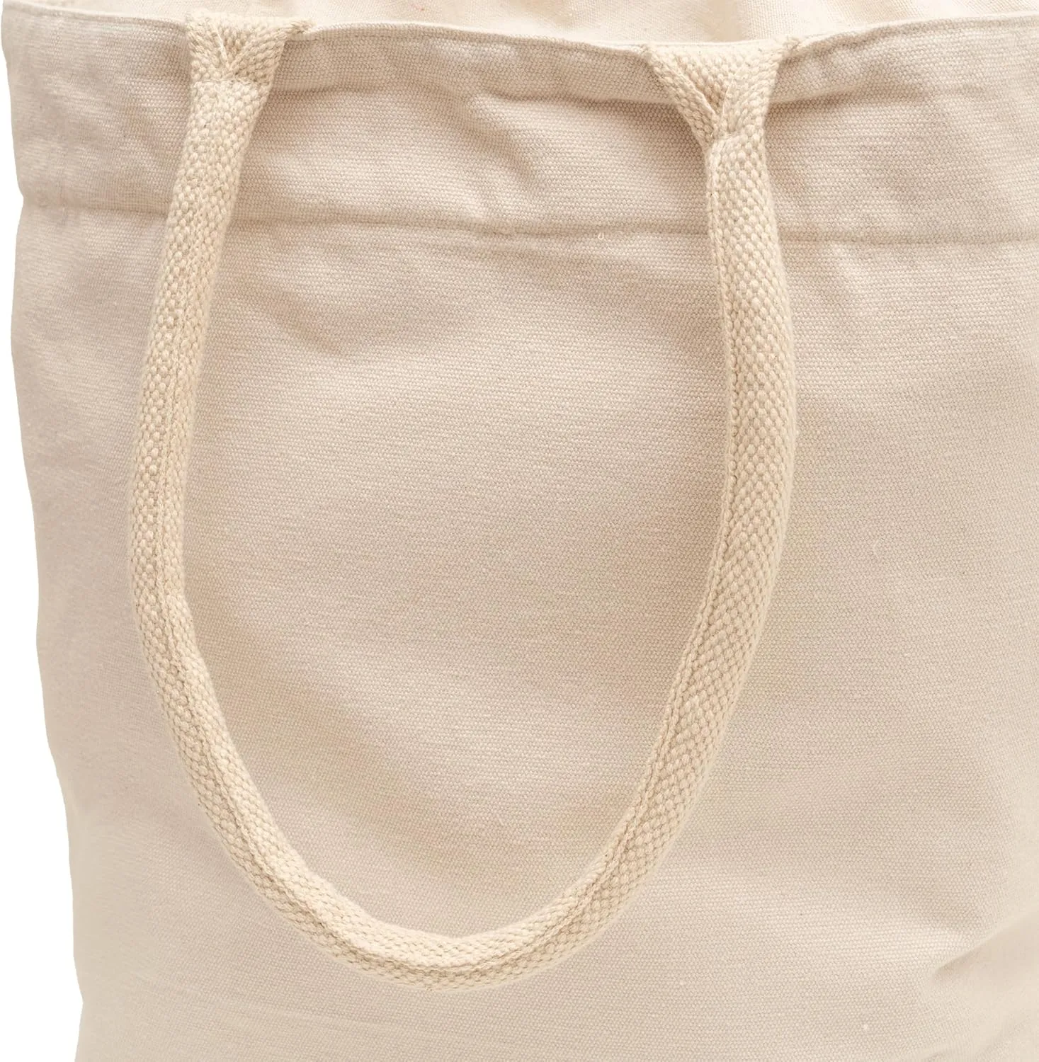 Cloth Grocery Bags with Handles - 100% Sturdy Canvas Cotton, 70 Lb Capacity Tote Bags with Overflow Protection Using Drawstring Closure - Soft Rope Handles to Carry Groceries Conveniently (2 Bags)