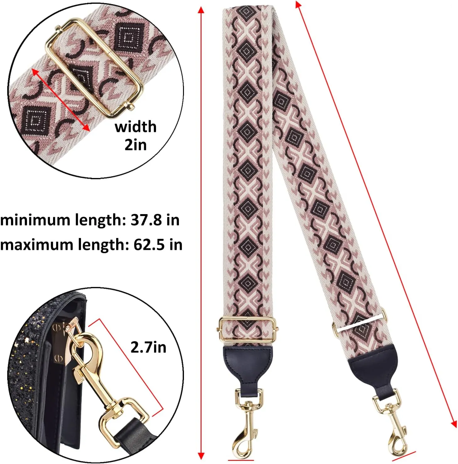CLOUDMUSIC Handbag Strap Replacement Crossbody Strap Purse Strap for Women Girls