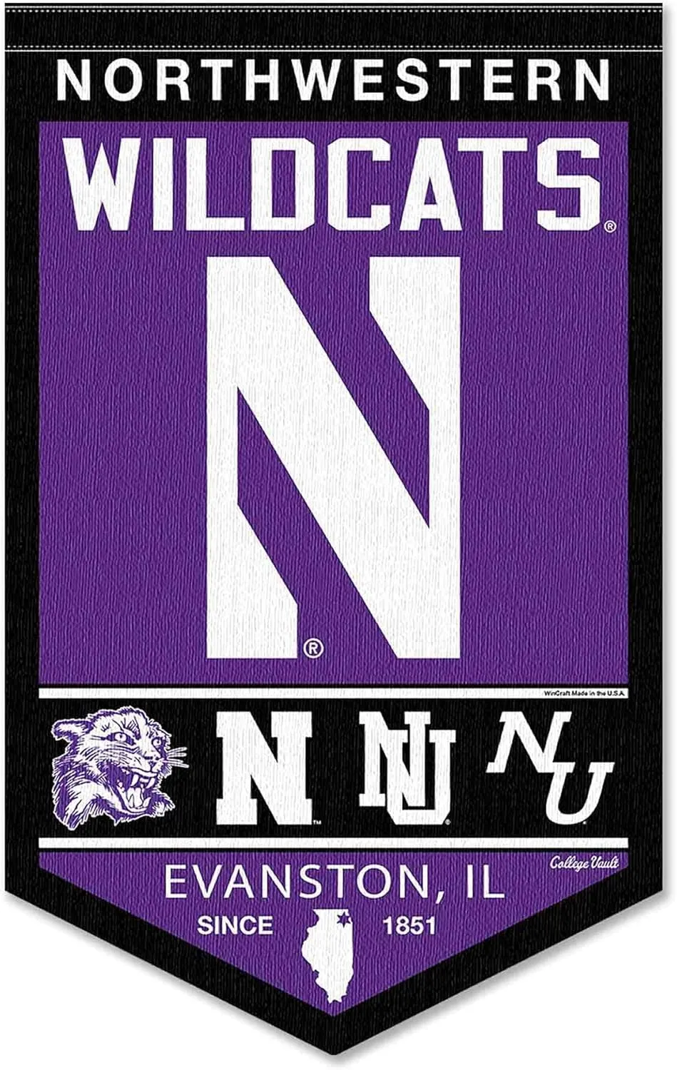 College Flags & Banners Co. Northwestern Wildcats Heritage History Banner Pennant