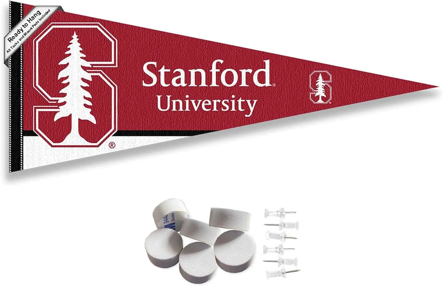 College Flags & Banners Co. Stanford Cardinal Pennant Flag and Wall Tack Mount Pads