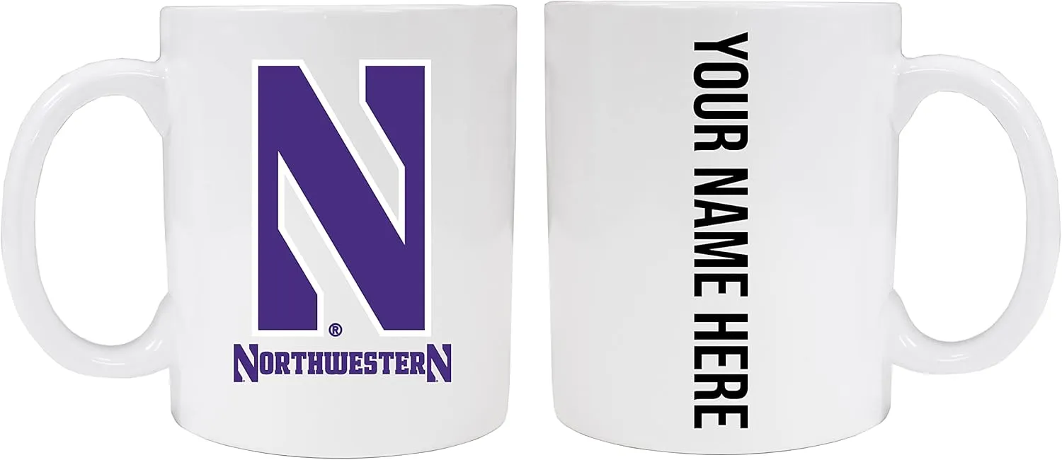 Collegiate Custom Personalized Northwestern University Wildcats 8 oz Ceramic Mug with Your Name on Back (White) Officially Licensed Collegiate Product