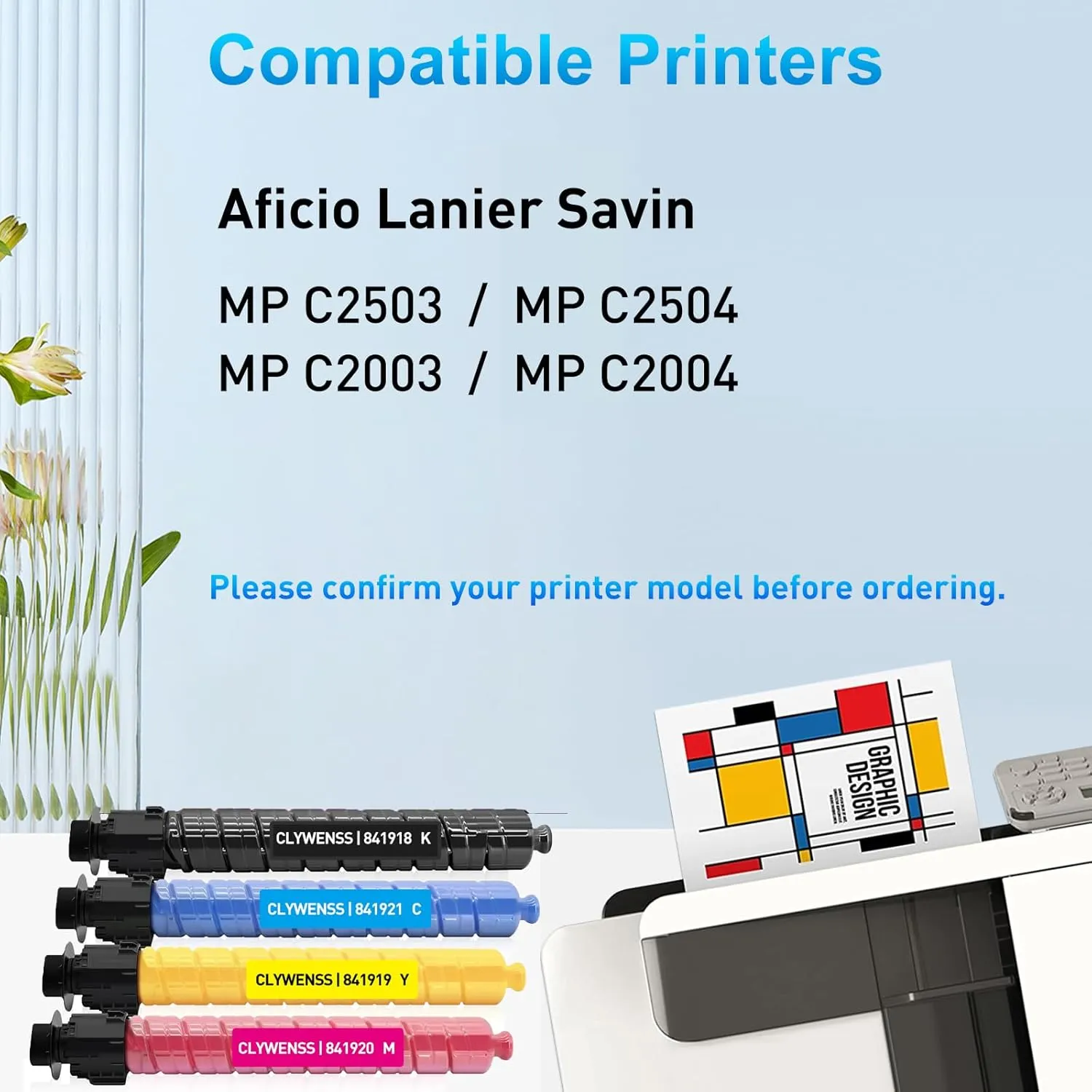 Compatible Toner Cartridge Replacement for Ricoh MP C2503 MP C2504 MP C2003 MP C2004 Printer (BK/C/M/Y, 4-Pack)