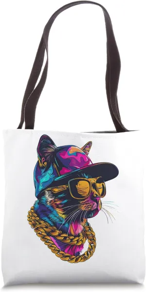Cool Hip Hop Cat Urban Streetwear B-Boy Graffiti Tote Bag