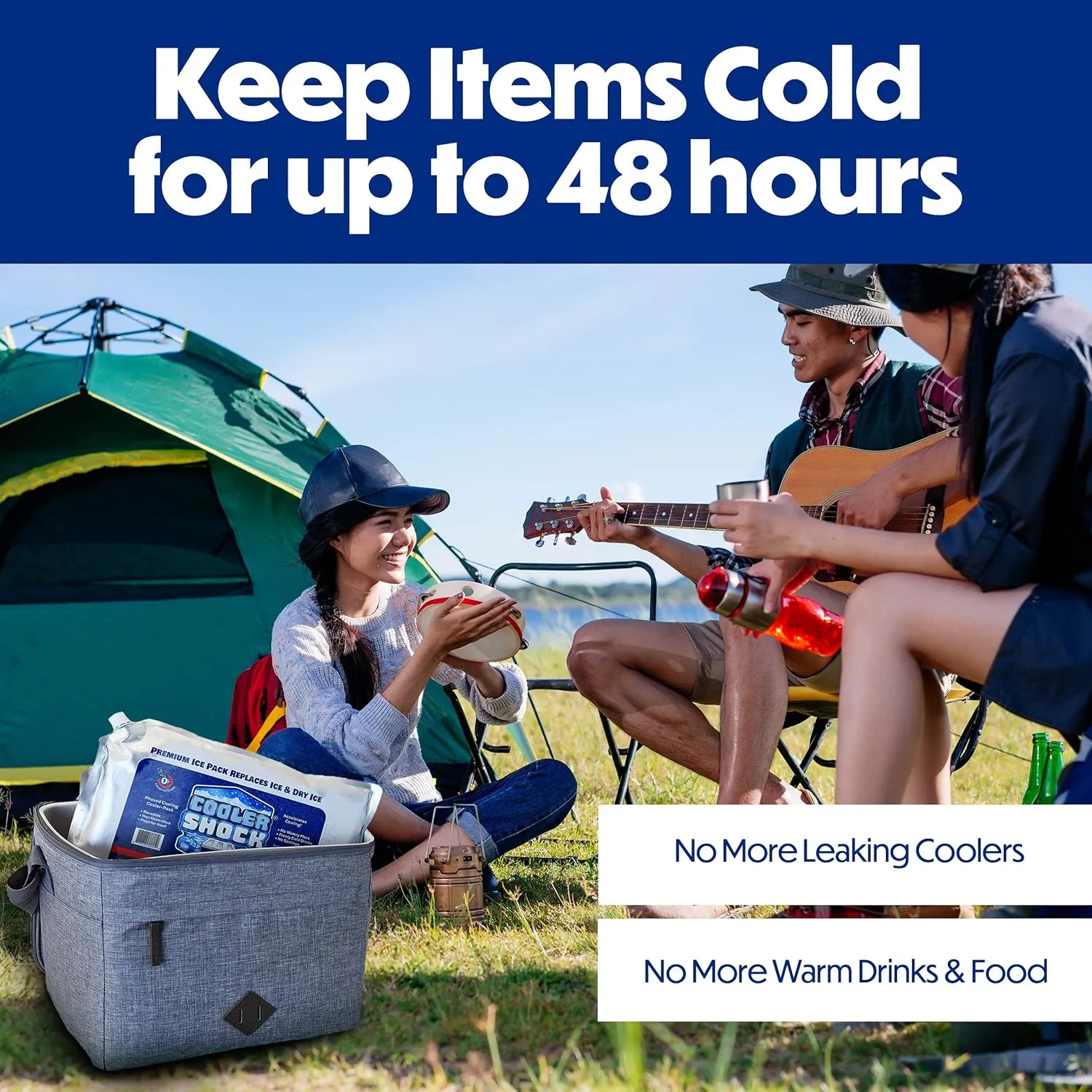 Cooler Shock Reusable Ice Packs for Cooler - Long Lasting Cold Freezer Packs for Coolers and Lunch Boxes - Cooler Ice Packs for Camping Gear, Fishing, Road Trips, Beach Must Haves