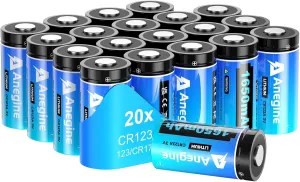 CR123A 3V Lithium Battery 1650mAh, 123A Lithium Batteries 10 Years Shelf Life CR123 3 Volt High Power CR17345 CR17335 Non-Rechargeable (20 Pack)