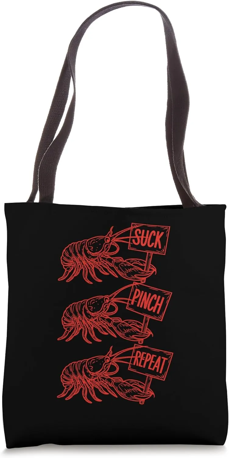 Crawfish Suck Pinch Repeat Crayfish Boil Cajun Festival Tote Bag