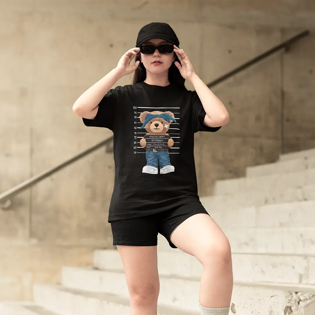 Criminal Teddy Black Oversized T-shirt