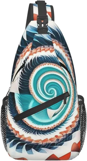 Cross Chest Bag Diagonally Sling Backpack Crossbody Shoulder Bag Colorful biological forms in Op Art Branches Sling Bag Travel Hiking Daypack