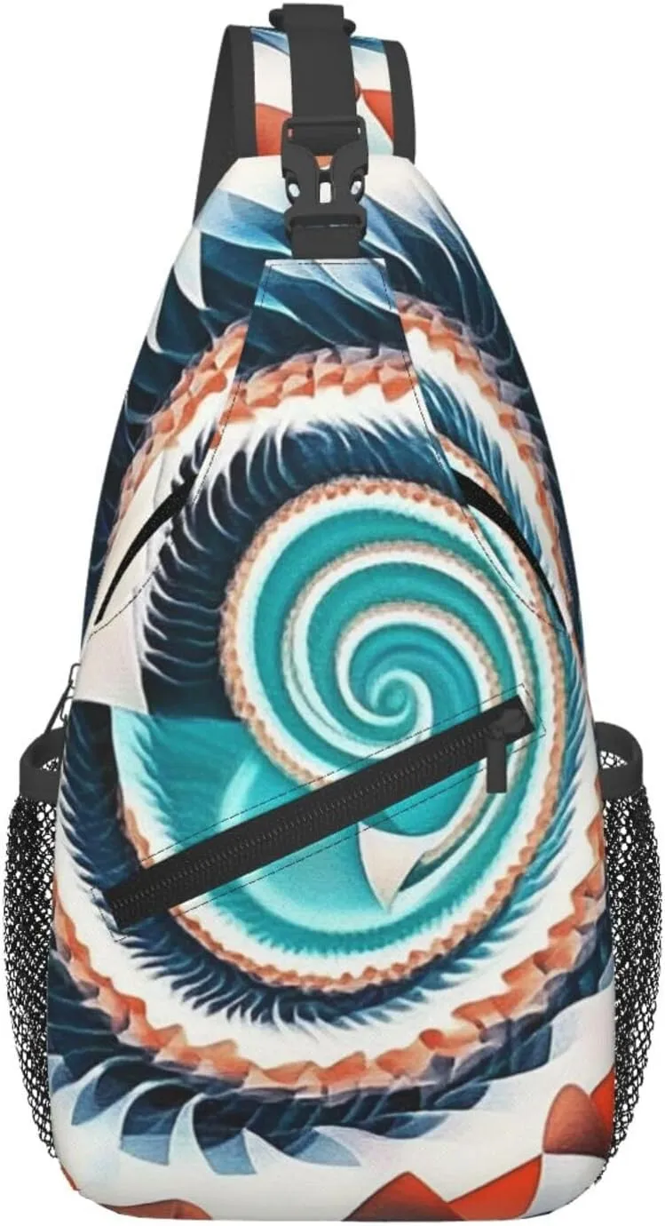 Cross Chest Bag Diagonally Sling Backpack Crossbody Shoulder Bag Colorful biological forms in Op Art Branches Sling Bag Travel Hiking Daypack