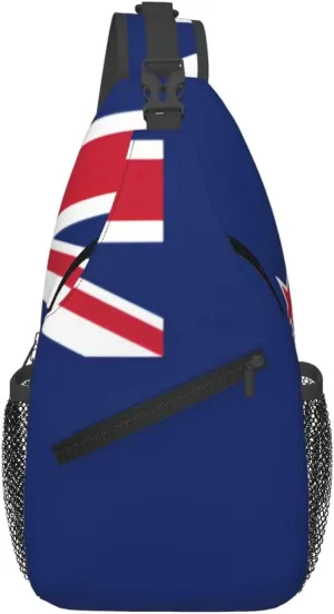 Cross Chest Bag Diagonally Sling Backpack Crossbody Shoulder Bag New Zealand Flag Branches Sling Bag Travel Hiking Daypack