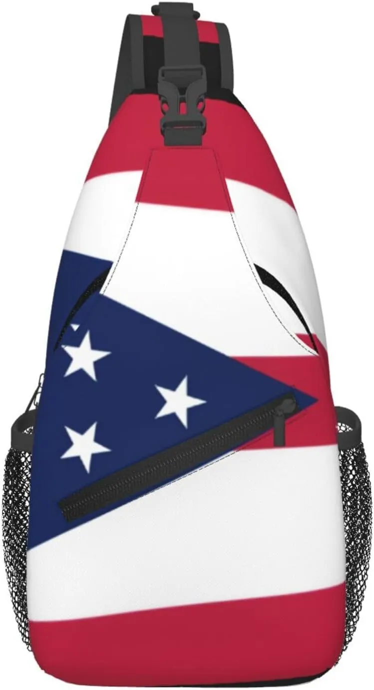 Cross Chest Bag Diagonally Sling Backpack Crossbody Shoulder Bag Ohio State Flag Branches Sling Bag Travel Hiking Daypack