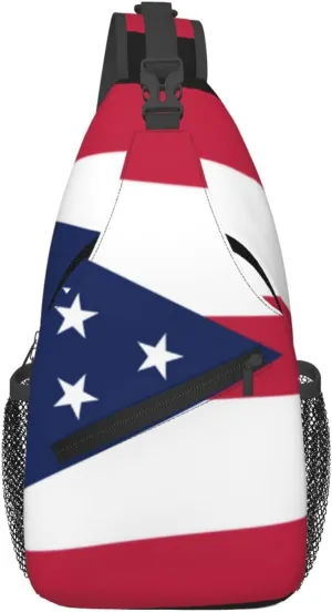 Cross Chest Bag Diagonally Sling Backpack Crossbody Shoulder Bag Ohio State Flag Branches Sling Bag Travel Hiking Daypack