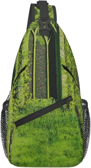 Cross Chest Bag Diagonally Sling Backpack Crossbody Shoulder Bag Secret temple overgrown with weeds Branches Sling Bag Travel Hiking Daypack