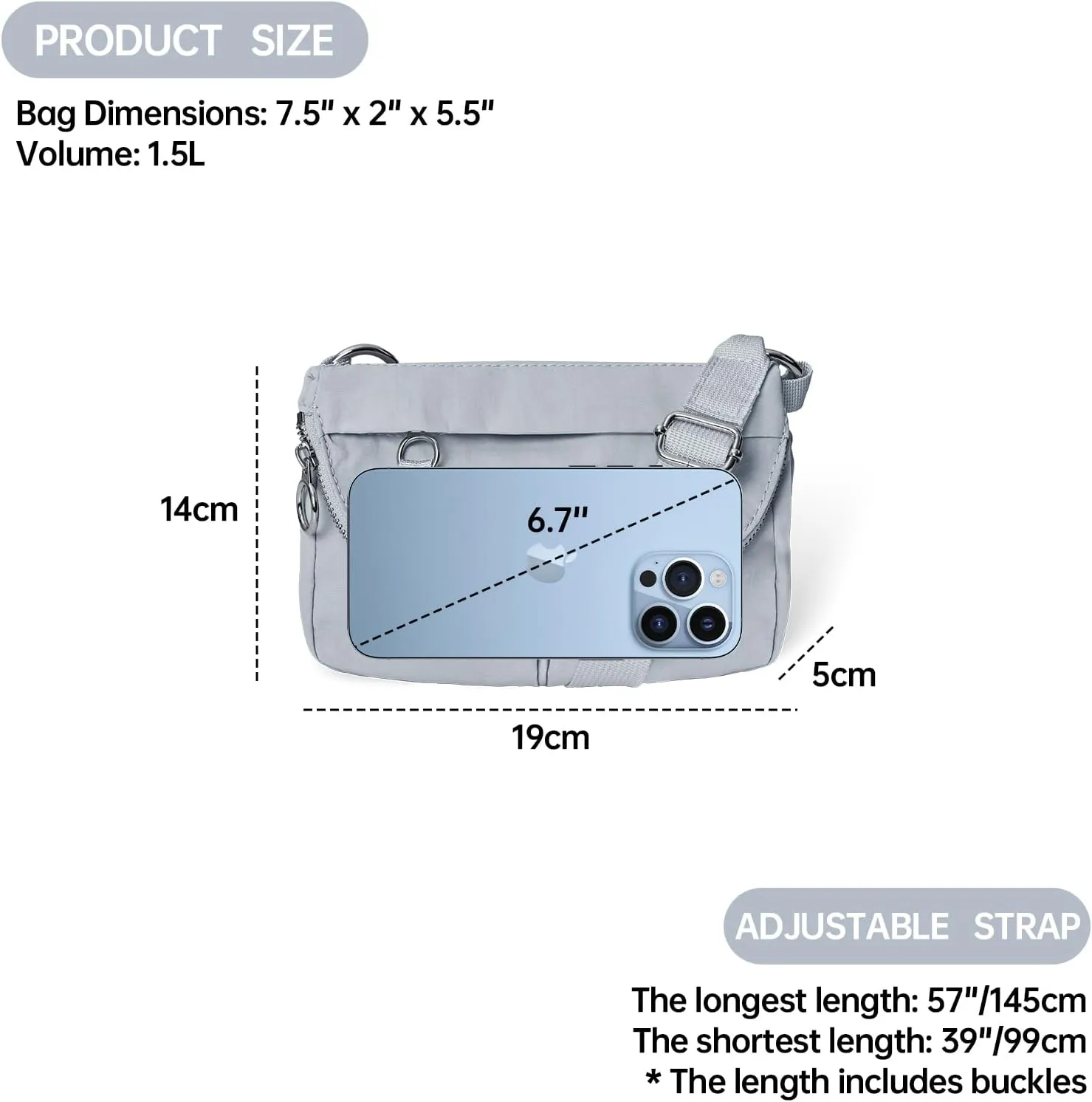Crossbody Bag for Women, All Night Festival Bag Adjustable Strap Purse Nylon Handbags for Travel Work Casual Outdoor