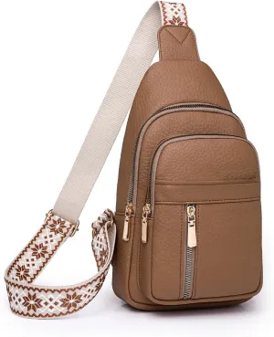 Crossbody Bags for Women, Leather Sling Bag for Women Fanny Pack Chest Bag Strap, Waist Packs Bag for Travel