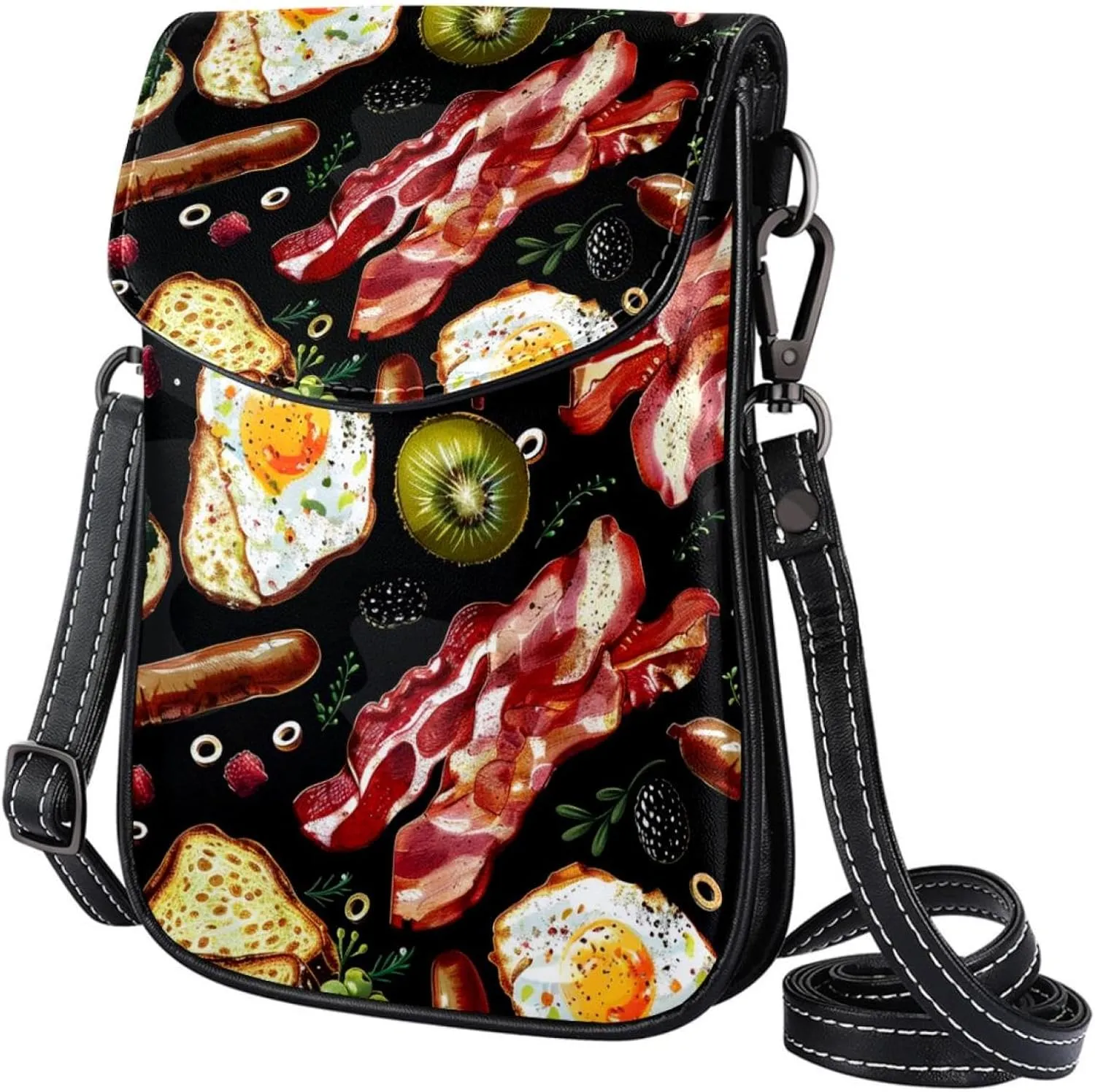 Crossbody Bags for Women,Crossbody Bag Men,Small Sling Bag,Food Breakfast,Crossbody Purse