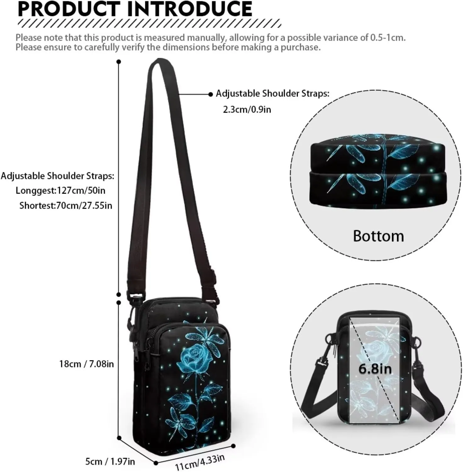 Crossbody Bags Messenger Bags Waist Bags Mini Shoulder Bags for Women and Men Removable Shoulder Strap Zipper Bags