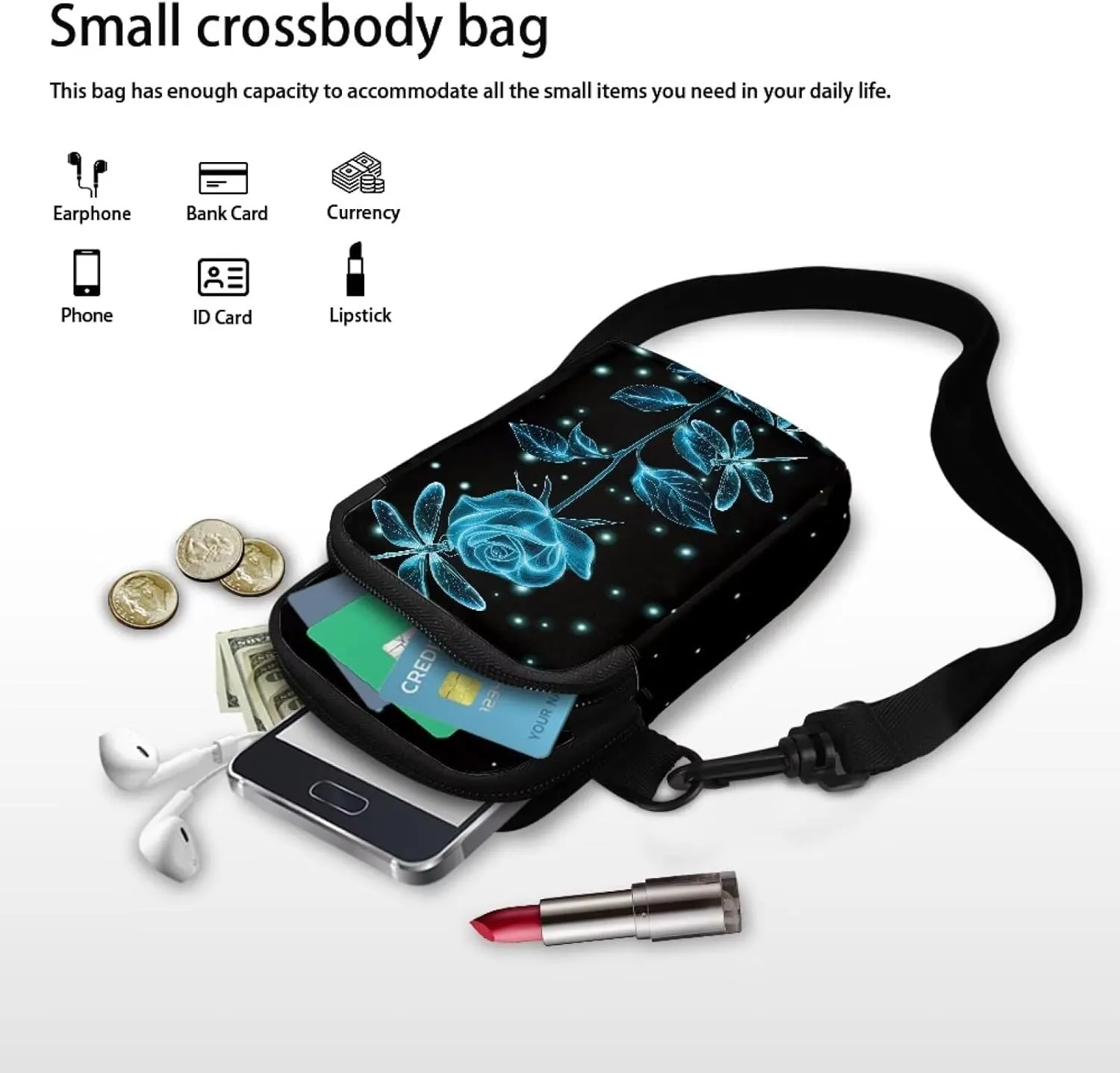 Crossbody Bags Messenger Bags Waist Bags Mini Shoulder Bags for Women and Men Removable Shoulder Strap Zipper Bags