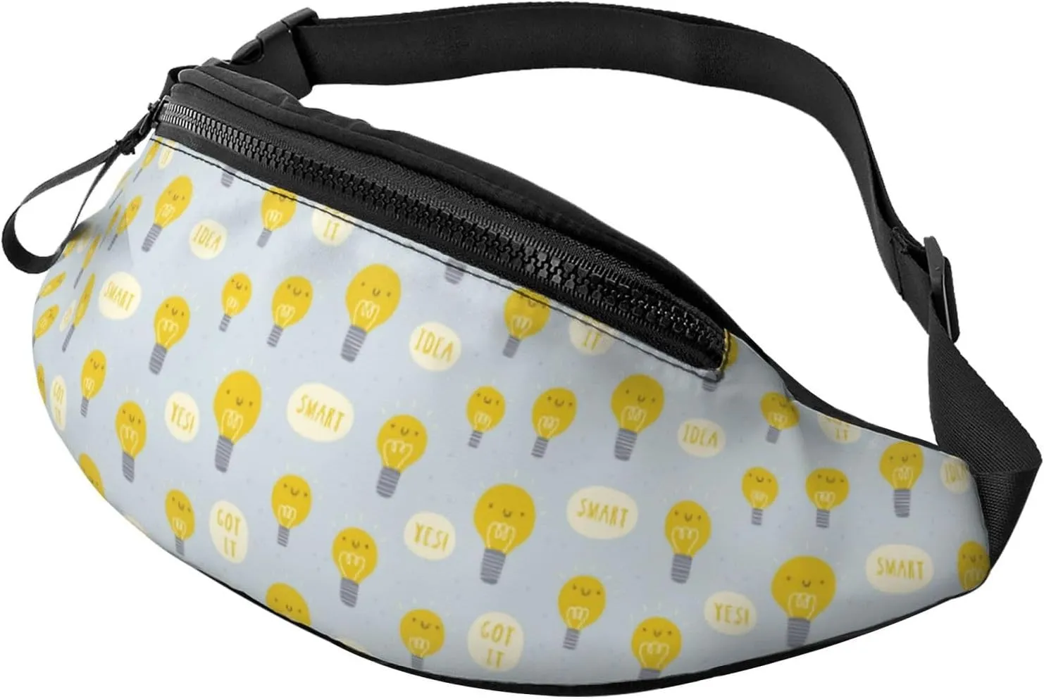 Crossbody Fanny Packs for Women Men - cute Light Bulb Pattern Running Belt Bag Travel Waist Bag for Women Men
