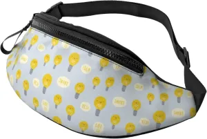 Crossbody Fanny Packs for Women Men - cute Light Bulb Pattern Running Belt Bag Travel Waist Bag for Women Men