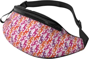 Crossbody Fanny Packs for Women Men - Cute lizard gecko colorful_A Travel Belt Bag Running Waist Bag for Women Men