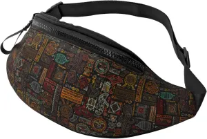 Crossbody Fanny Packs for Women Men - Polynesian Turtles Travel Belt Bag Running Waist Bag for Women Men