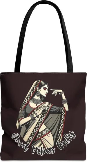 Customize Desi South Asian Indian tote bag Good Vibes positive affirmation Bollywood totes bags Holi gifts