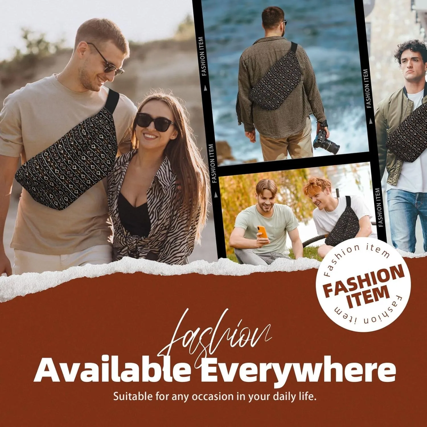 Cute African Tribes Bags for Women Men Crossbody Waist Bag With Adjustable Strap Fanny Pack