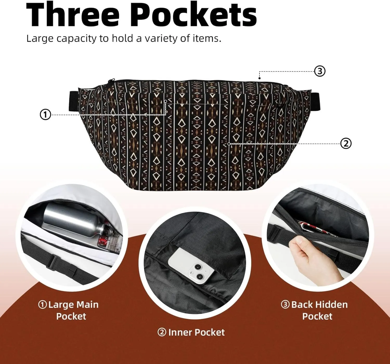 Cute African Tribes Bags for Women Men Crossbody Waist Bag With Adjustable Strap Fanny Pack