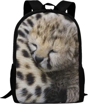 Cute Baby Cheetah Leopard Backpack,Lightweight School College Bookbag Casual Student Travel Laptop Daypack - 17inch