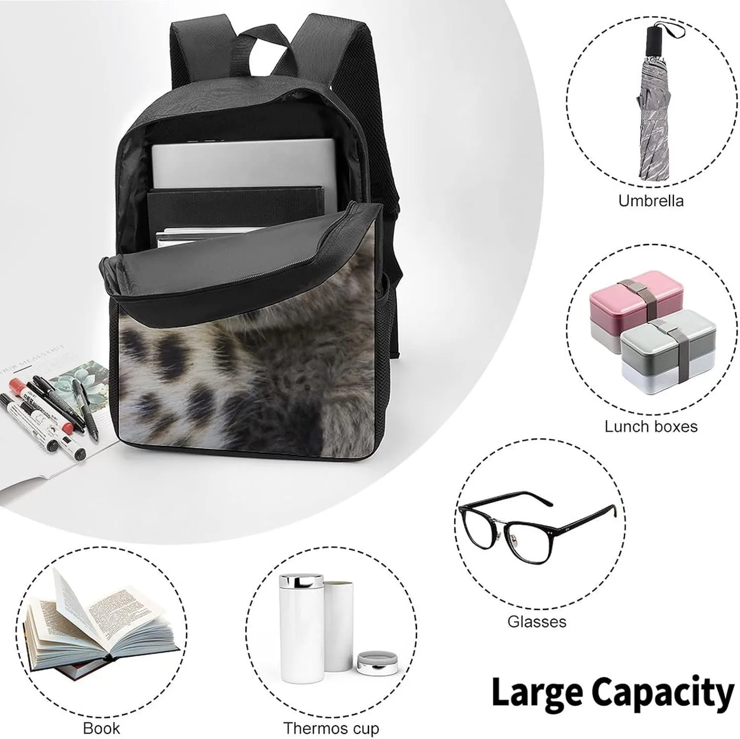 Cute Baby Cheetah Leopard Backpack,Lightweight School College Bookbag Casual Student Travel Laptop Daypack - 17inch