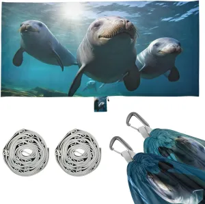 Cute Dolphin Camping Hammock, Single Portable Hammocks with Tree Straps & Attached Carry Bag, 330Lbs Capacity Perfect for Outside Indoor Hiking Beach Backpack Travel