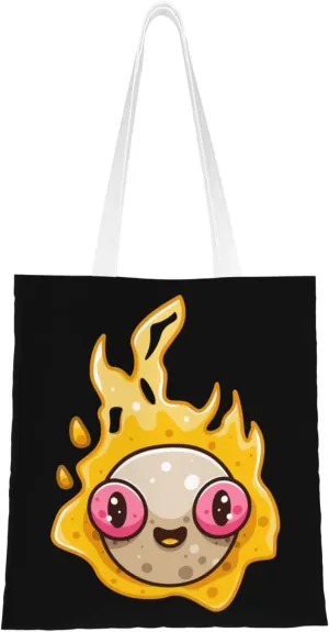 Cute Fireball Tote Bag for Women Canvas Shopping Bags Reusable Beach Bag Grocery Bags Tote Shoulder Bag Gift Bags