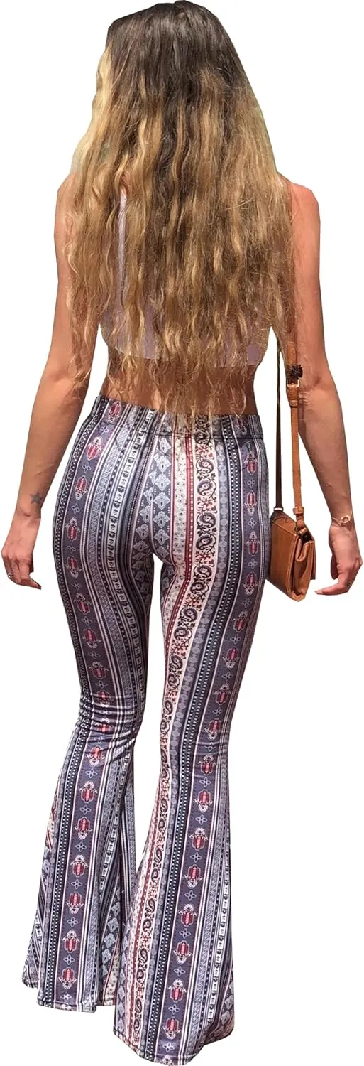 Daisy Del Sol High Waist Comfy Stretch Boho 70s Bell Bottom Fit to Flare Lounge Yoga Pants