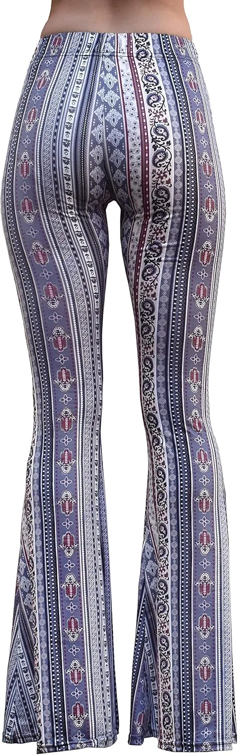 Daisy Del Sol High Waist Comfy Stretch Boho 70s Bell Bottom Fit to Flare Lounge Yoga Pants