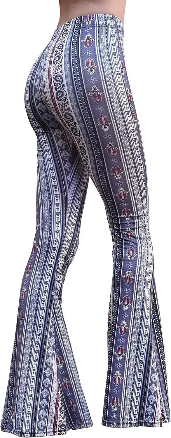 Daisy Del Sol High Waist Comfy Stretch Boho 70s Bell Bottom Fit to Flare Lounge Yoga Pants