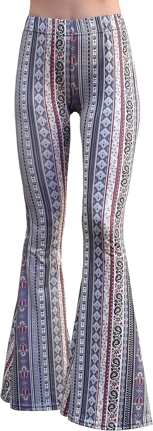 Daisy Del Sol High Waist Comfy Stretch Boho 70s Bell Bottom Fit to Flare Lounge Yoga Pants