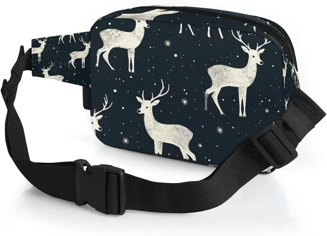 Deer Prints Crossbody Bags for Women Trendy Waterproof Fanny Pack with Adjustable Strap Fanny Pack for Travel Shopping Running and Daily Use