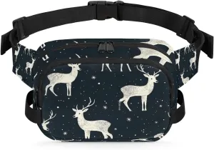 Deer Prints Crossbody Bags for Women Trendy Waterproof Fanny Pack with Adjustable Strap Fanny Pack for Travel Shopping Running and Daily Use