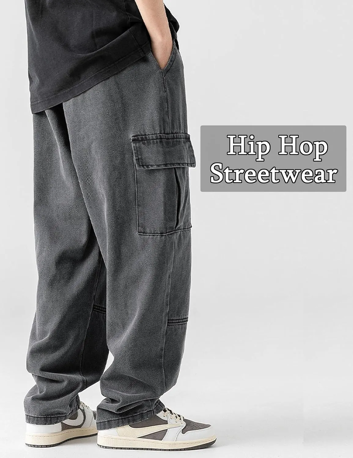 Denim Cargo Pants Y2k Baggy Jeans Gothic Punk Wide Leg Streetwear Oversized Relaxed Fit Jeans