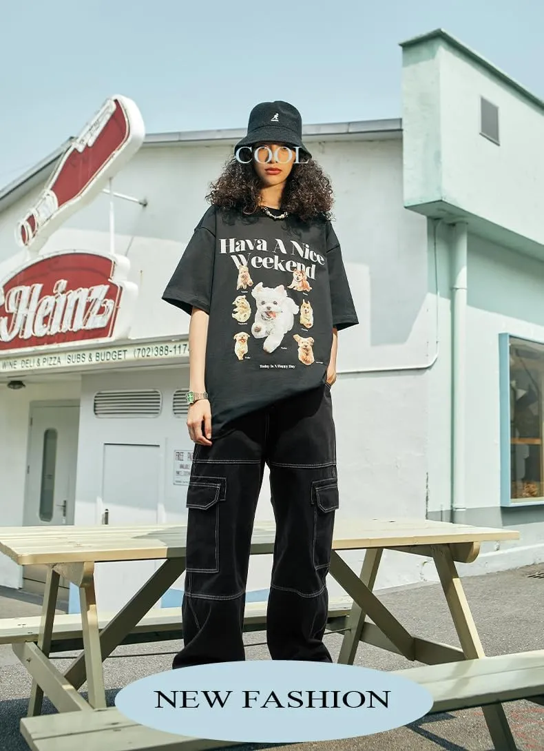 Denim Cargo Pants Y2k Baggy Jeans Gothic Punk Wide Leg Streetwear Oversized Relaxed Fit Jeans